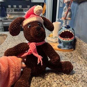 Brown Dog Hand made Plush Toy with Pink Accessories